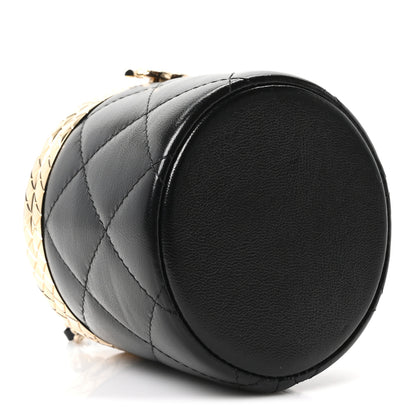 Chanel Metal Lambskin Quilted Mini Lock Frame Vanity Clutch Black 4 of 10