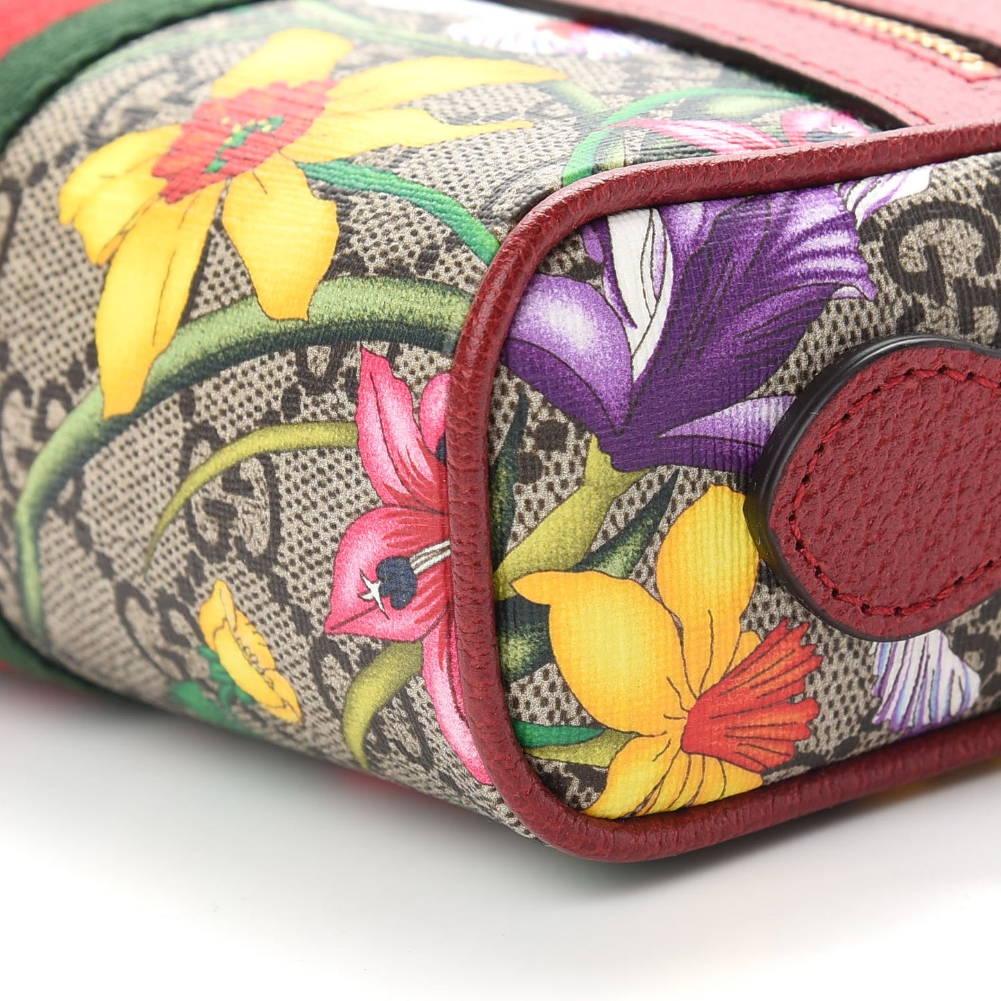 GG Supreme Monogram Flora Web Mini Ophidia Shoulder Bag Red
