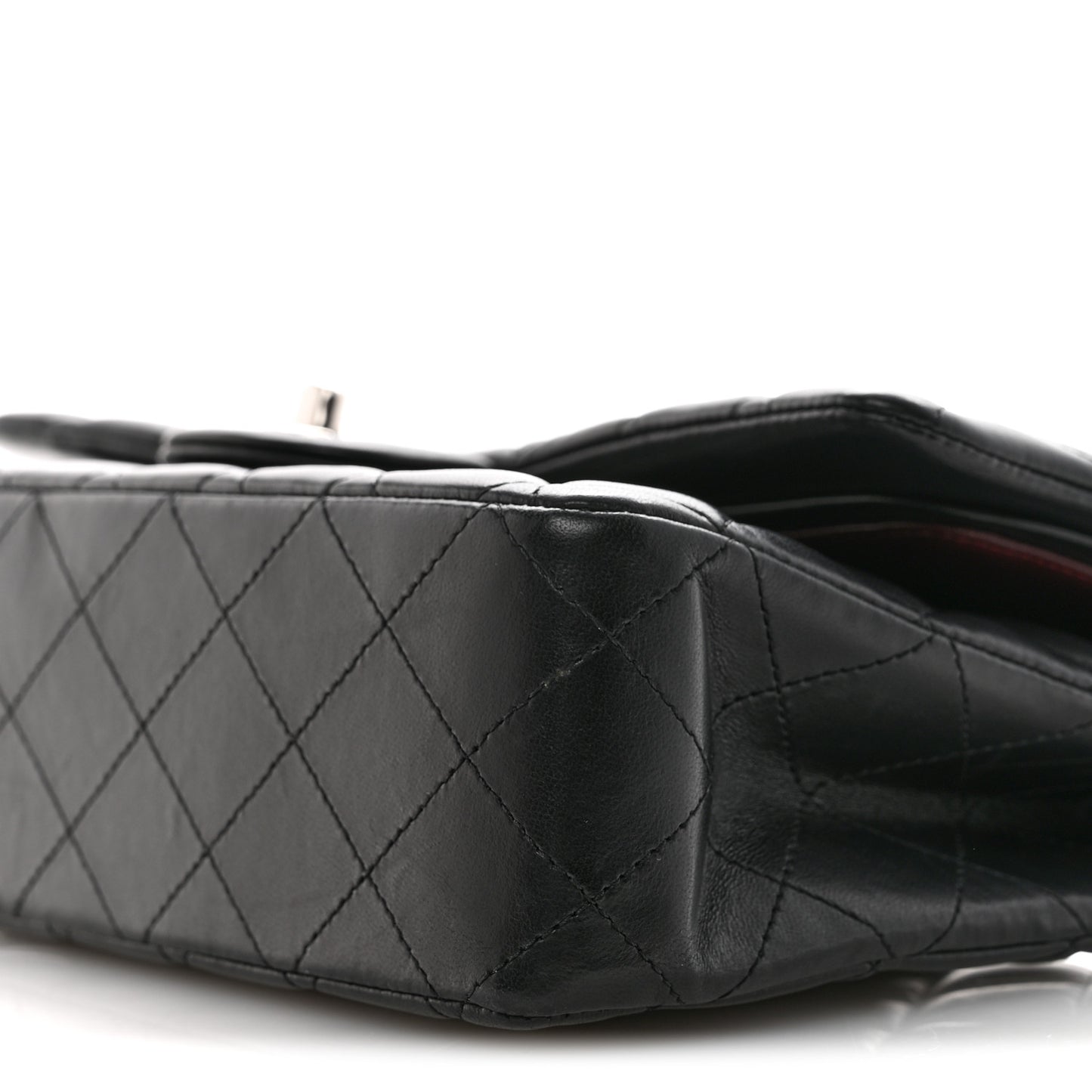 Lambskin Quilted Medium Double Flap Black