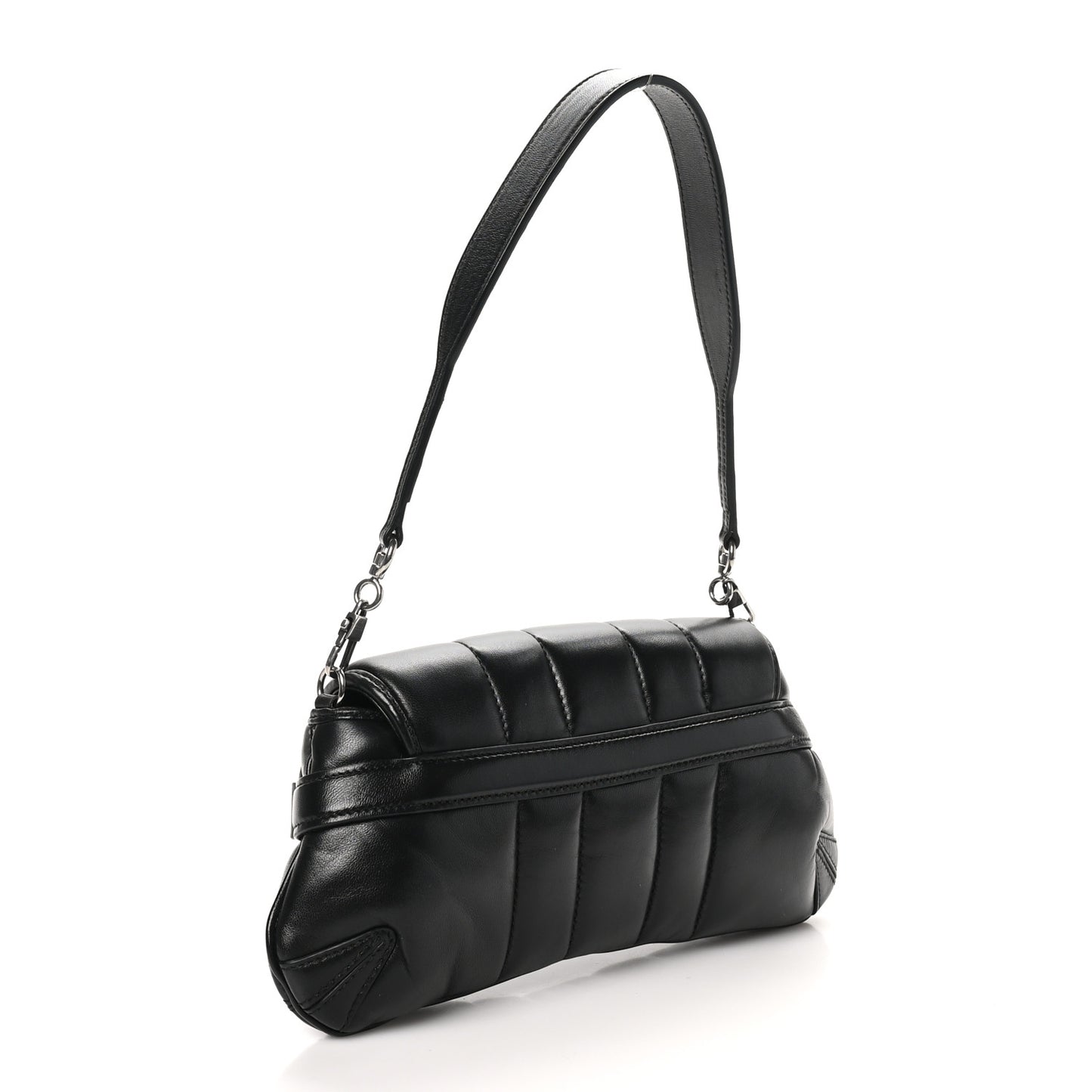 Nappa Vertical Matelasse Small Maxi Horsebit Chain Shoulder Bag Black