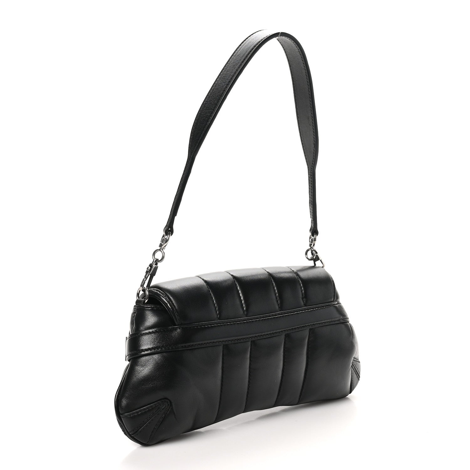 Gucci Nappa Vertical Matelasse Small Maxi Horsebit Chain Shoulder Bag Black 3 of 10