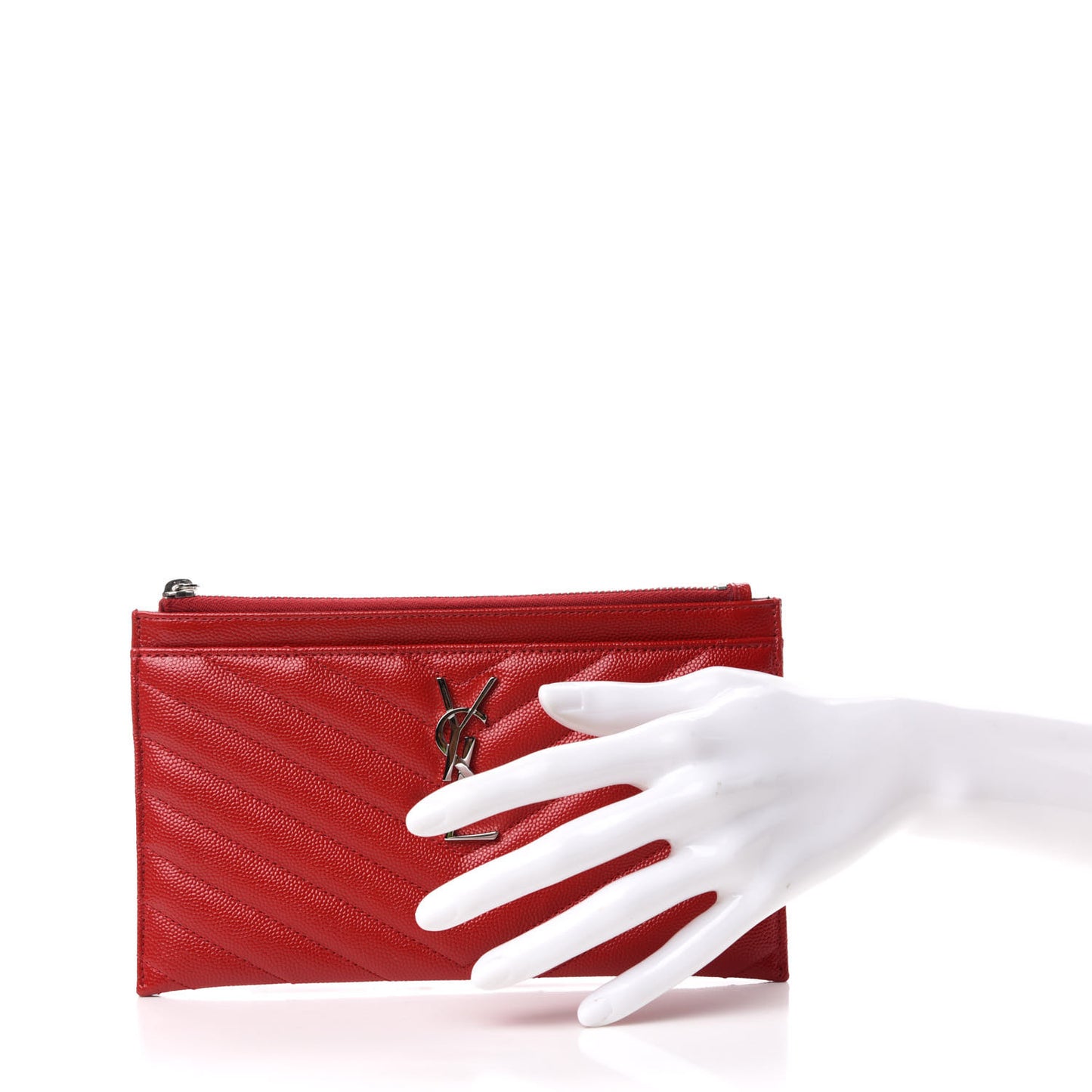 Grain De Poudre Chevron Monogram Bill Pouch Red