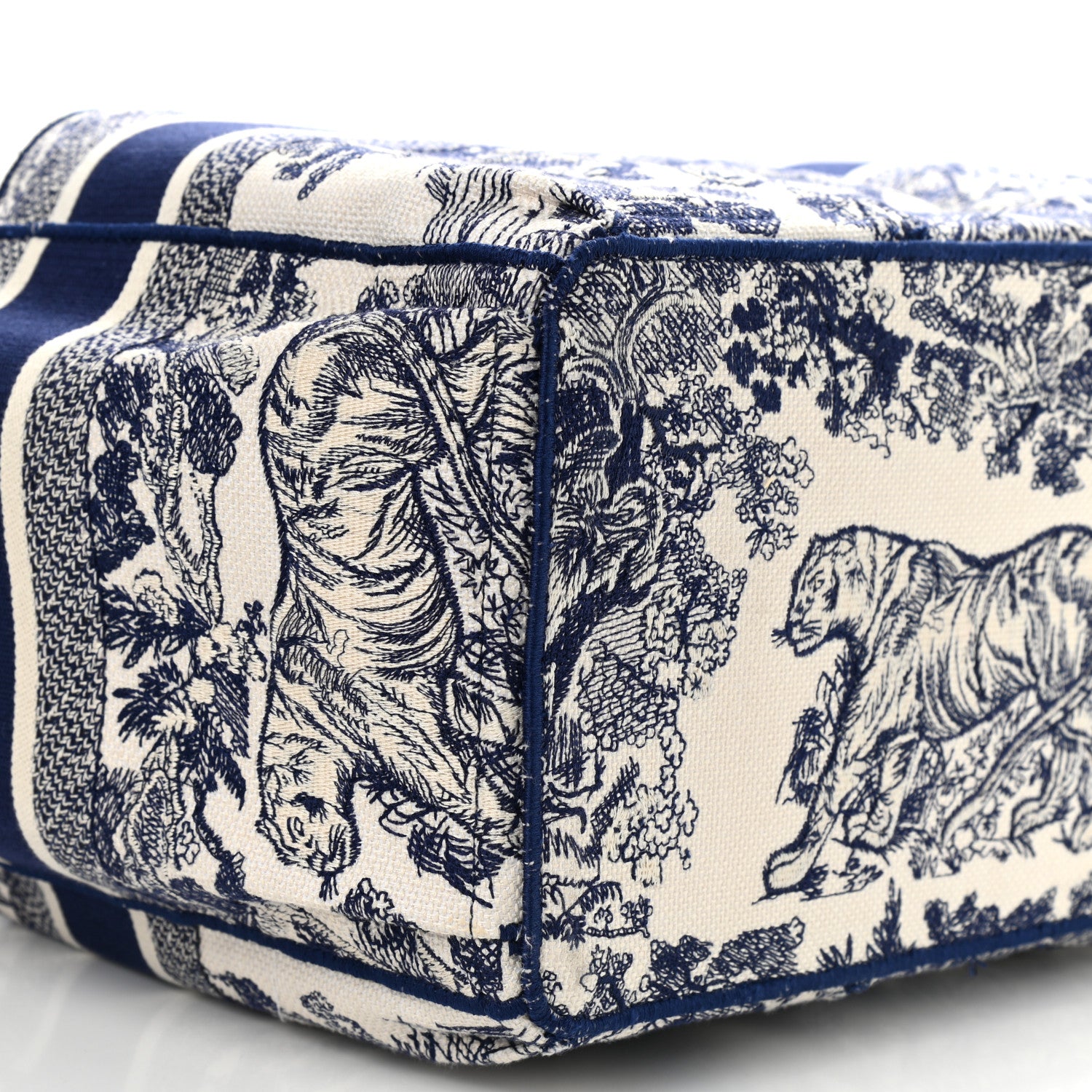Christian Dior Canvas Embroidered Toile De Jouy Catherine Tote Blue 8 of 9