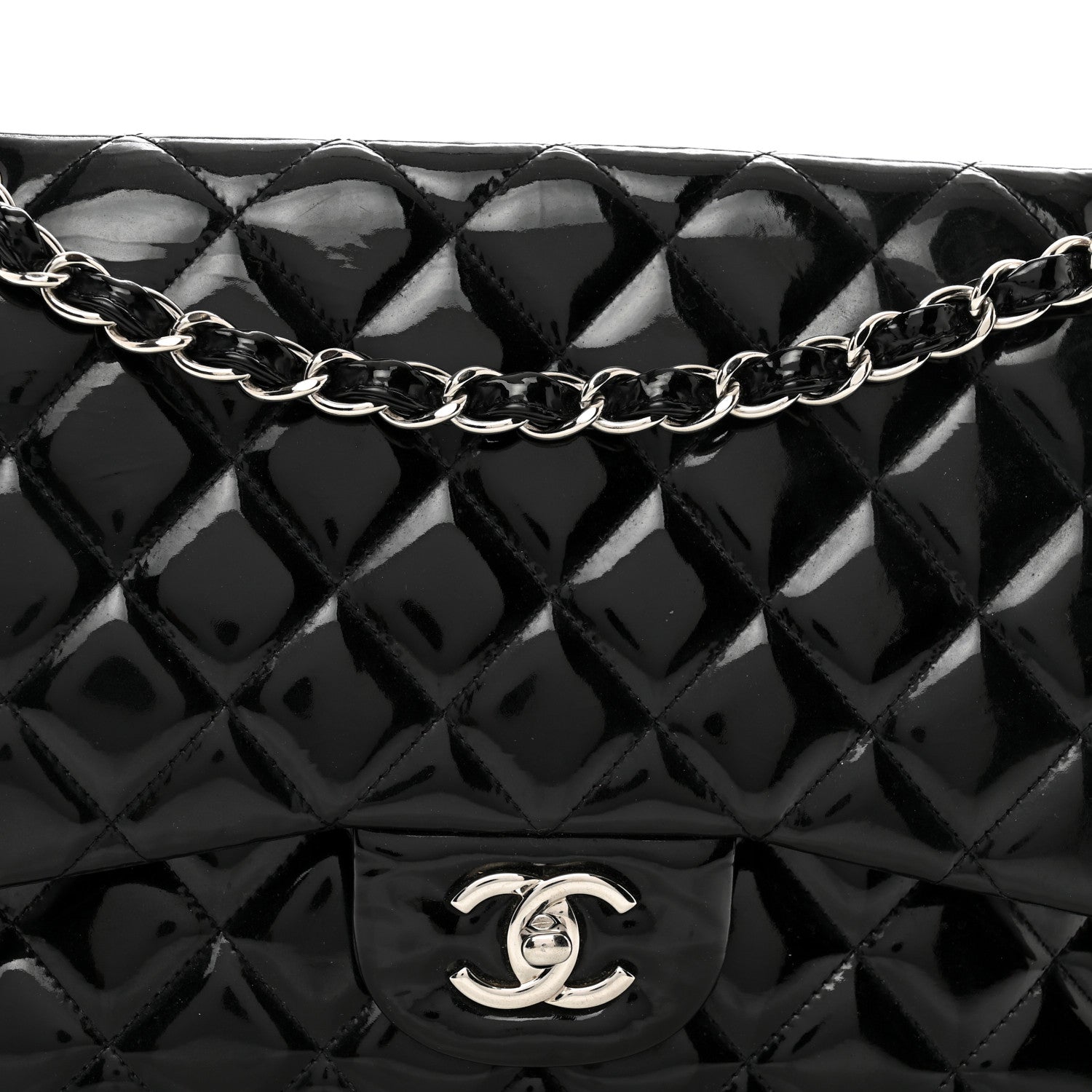 Chanel Patent Quilted Jumbo Double Flap Black 5 of 12