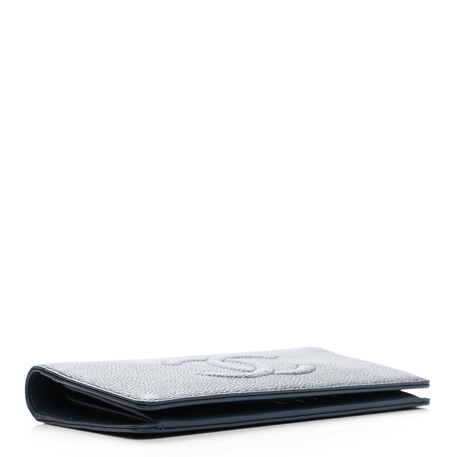 Chanel Caviar Timeless CC Yen Wallet Dark Blue 4 of 9