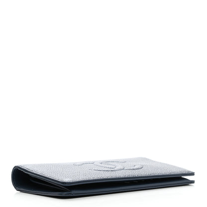 Chanel Caviar Timeless CC Yen Wallet Dark Blue 4 of 9