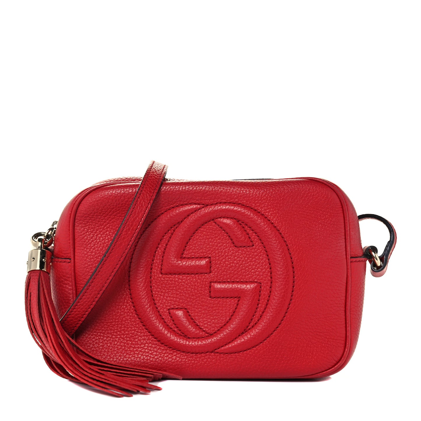Pebbled Calfskin Small Soho Disco Bag Vibrant Red