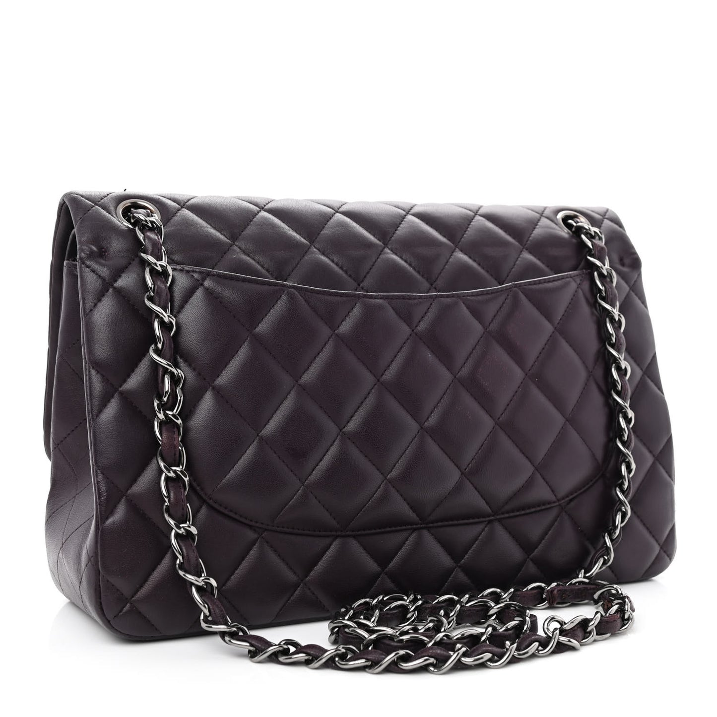 Lambskin Quilted Jumbo Double Flap Purple
