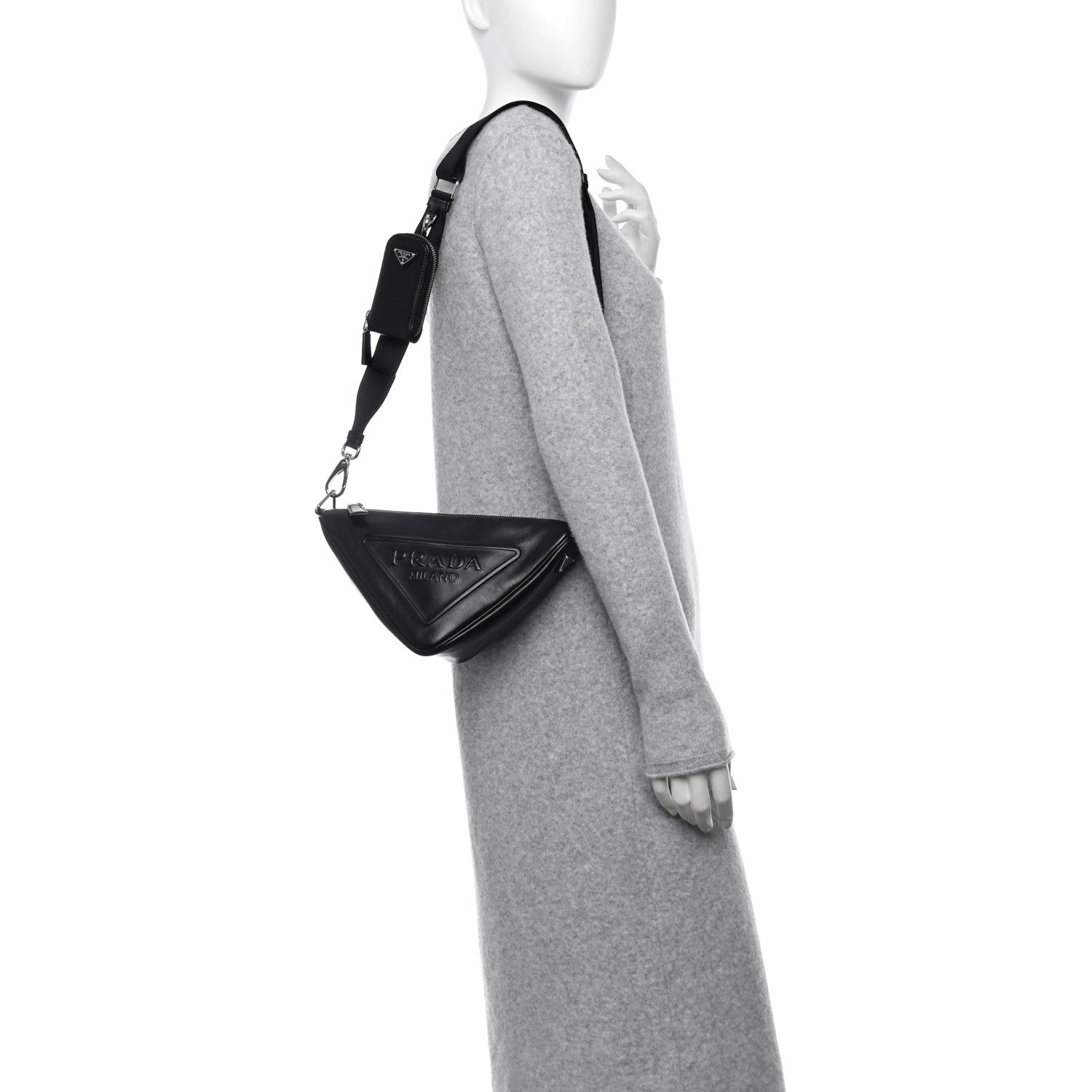 Prada Grace Lux Triangle Shoulder Bag Black 2 of 10