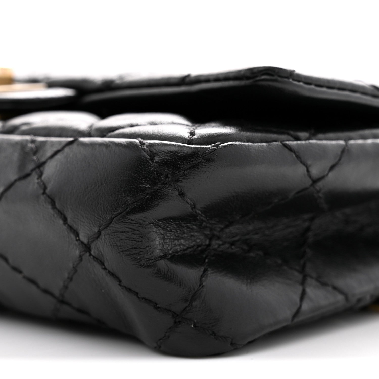 Chanel Aged Calfskin Quilted 2.55 Reissue Chain Waist Bag Black 10 of 11