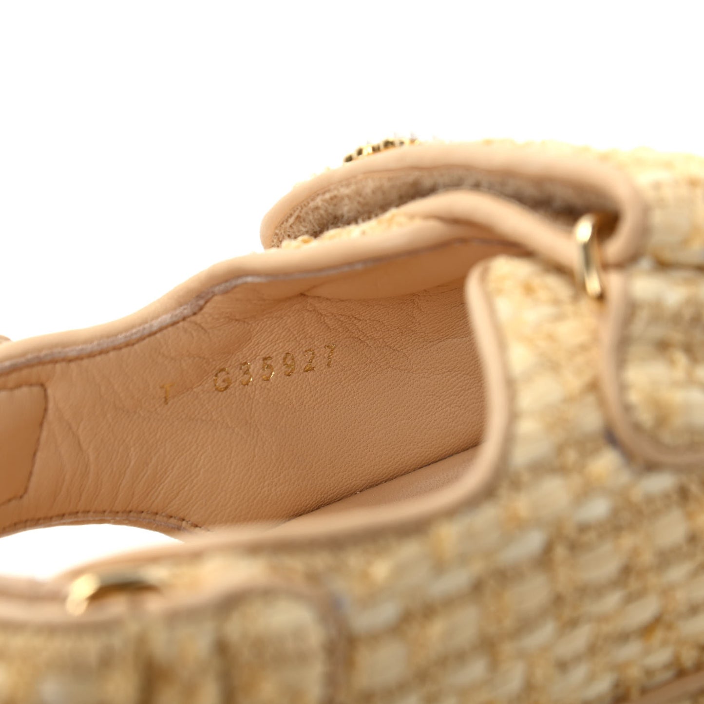 Braided Fabric Velcro Dad Sandals 40 Beige