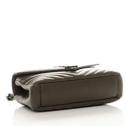 Saint Laurent Sheepskin Matelasse Chevron Monogram Medium College Bag Earth 4 of 6