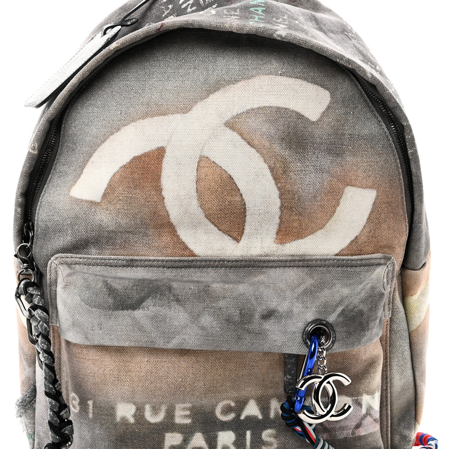 Chanel Graffiti Printed Canvas Medium Backpack Grey 7 of 9