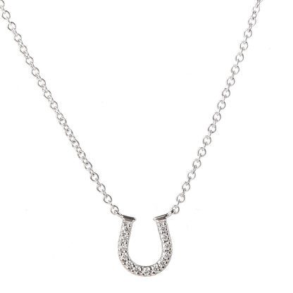 Tiffany 18K White Gold Diamond Mini Metro Horseshoe Pendant Necklace 4 of 7