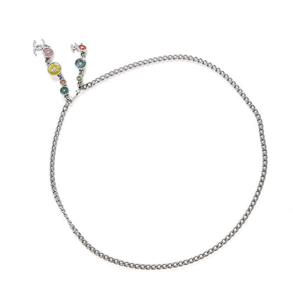 Chanel Gripoix Poured Glass Crystal CC Charm Chain Belt Silver 3 of 5