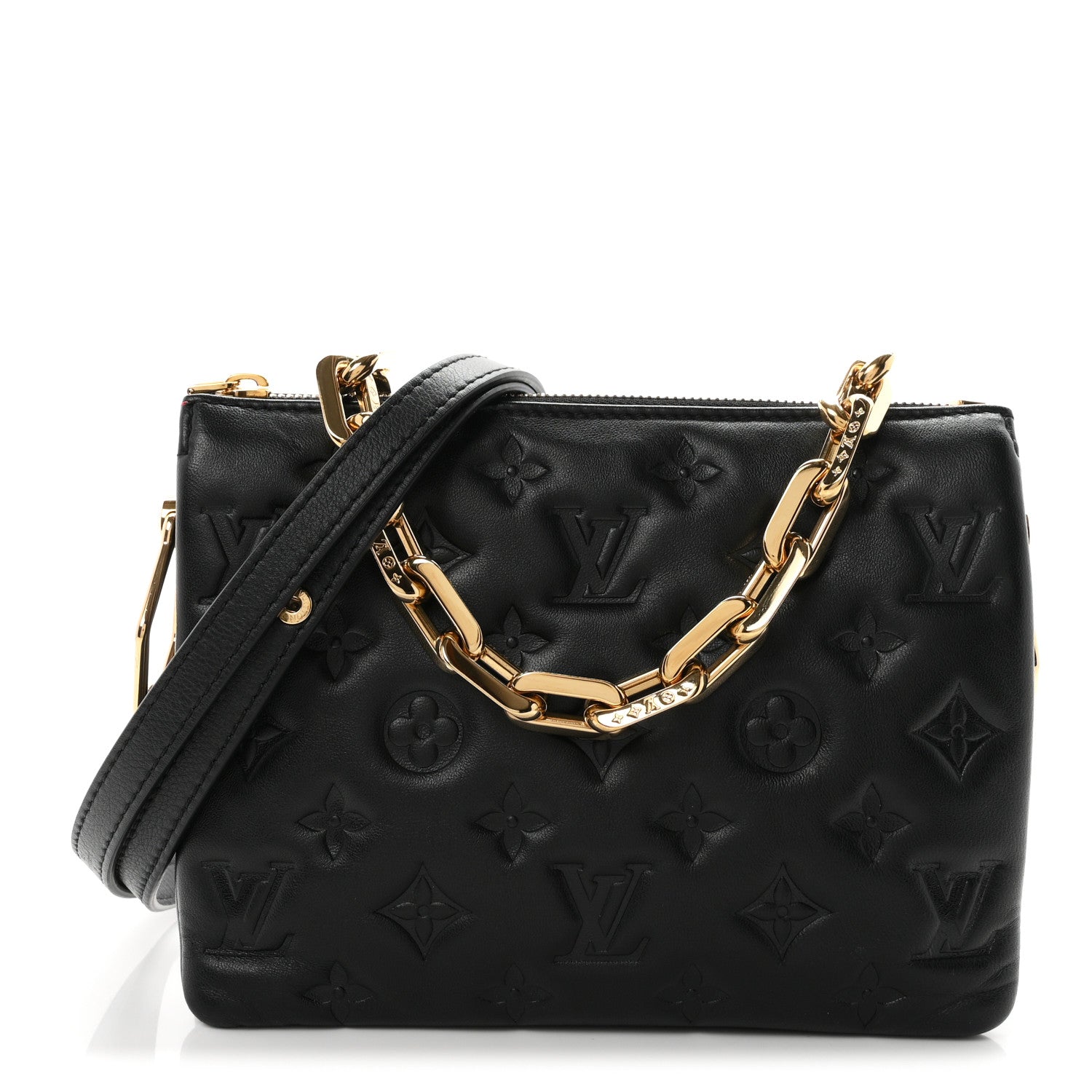 Louis Vuitton Lambskin Embossed Monogram Coussin BB Black 1 of 8