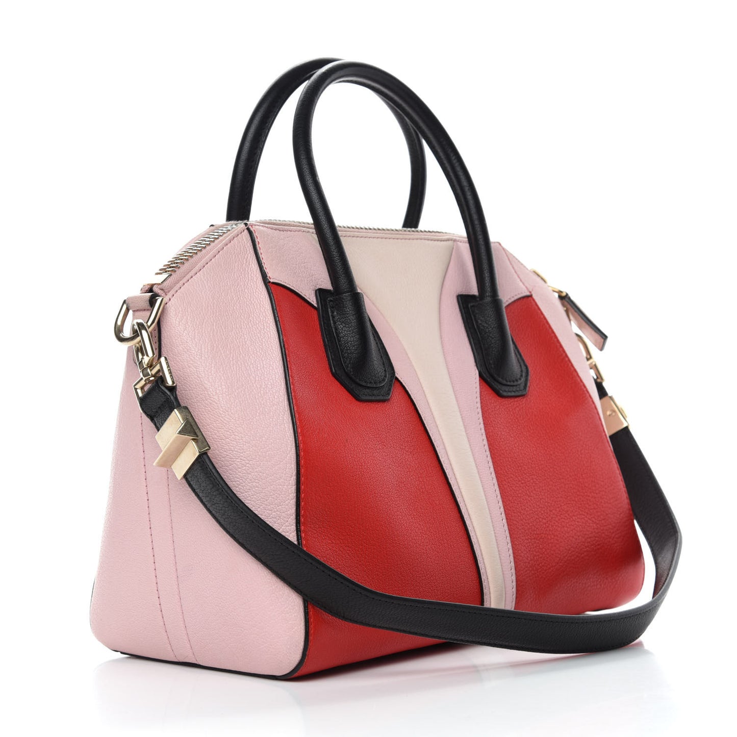 Sugar Goatskin Small Tri-Color Antigona Red Pink Black