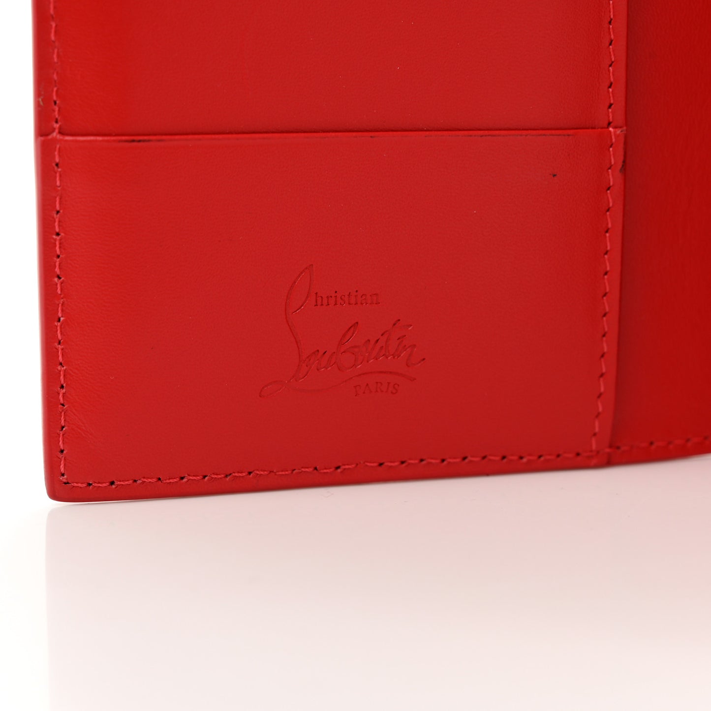 Calfskin Studded Loubipass Passport Holder Black