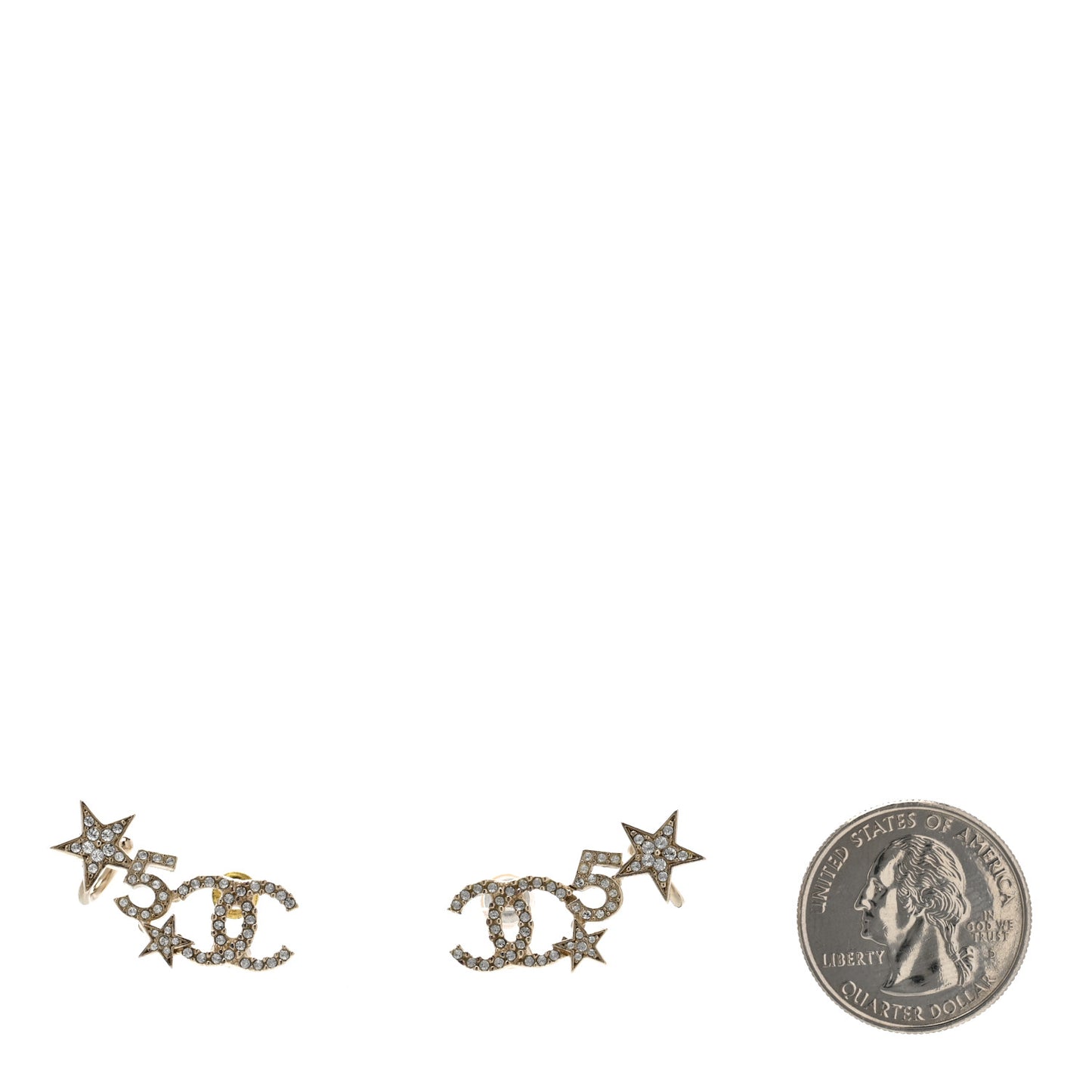 Crystal Star 5 CC Earrings Gold