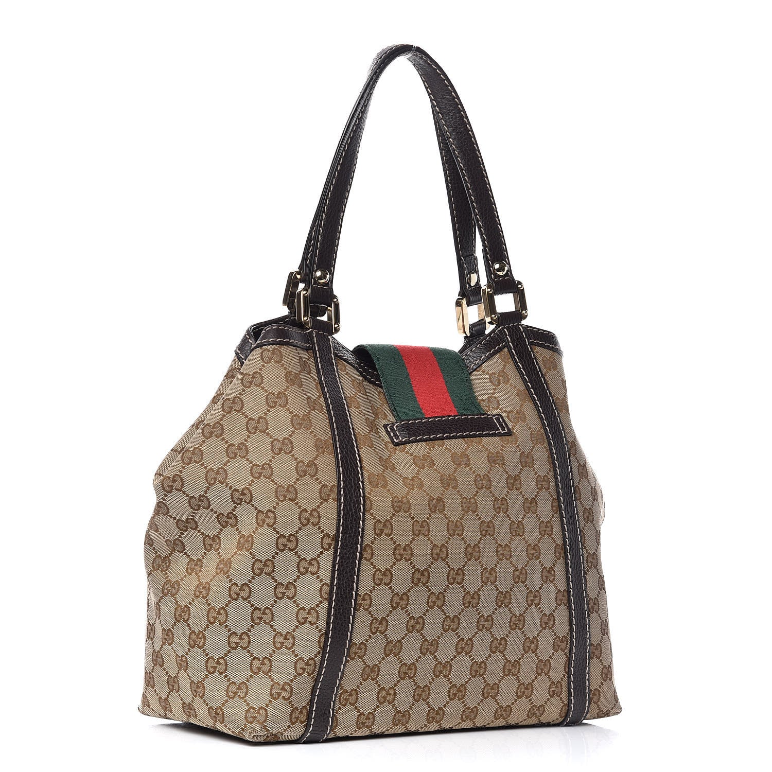 Gucci Monogram New Ladies Web Tote Dark Brown 3 of 10
