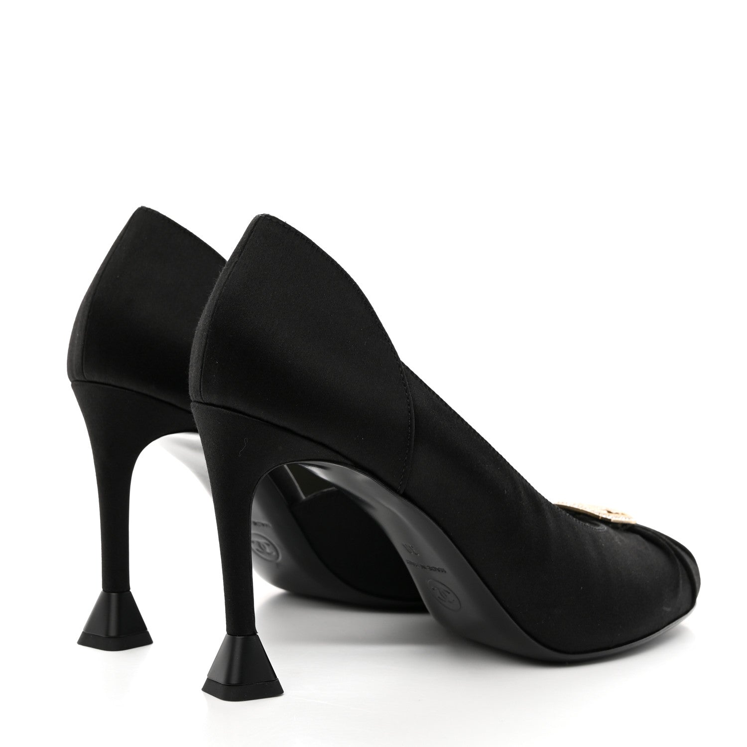 Chanel Satin Strass CC Pumps 38 Black 4 of 11