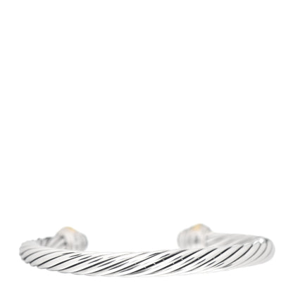 David Yurman Sterling Silver 18K Yellow Gold Diamond Pave 7mm Cable Classics Bracelet 3 of 4