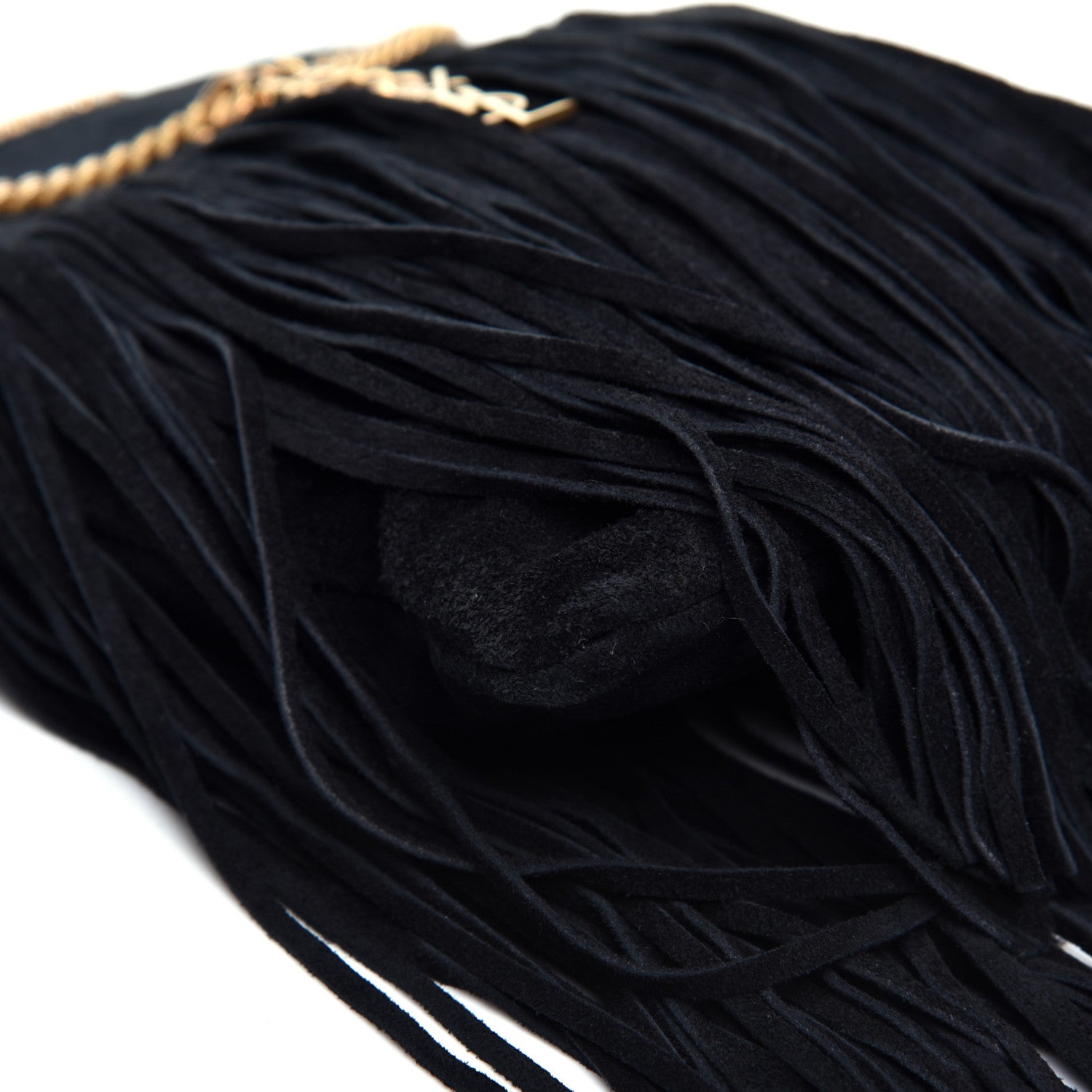 Saint Laurent Suede Calfskin Small Grace Fringed Hobo Bag Rope Black 5 of 8