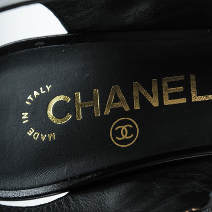 Chanel Crumpled Patent Calfskin CC Sandals 39 Black 7 of 9
