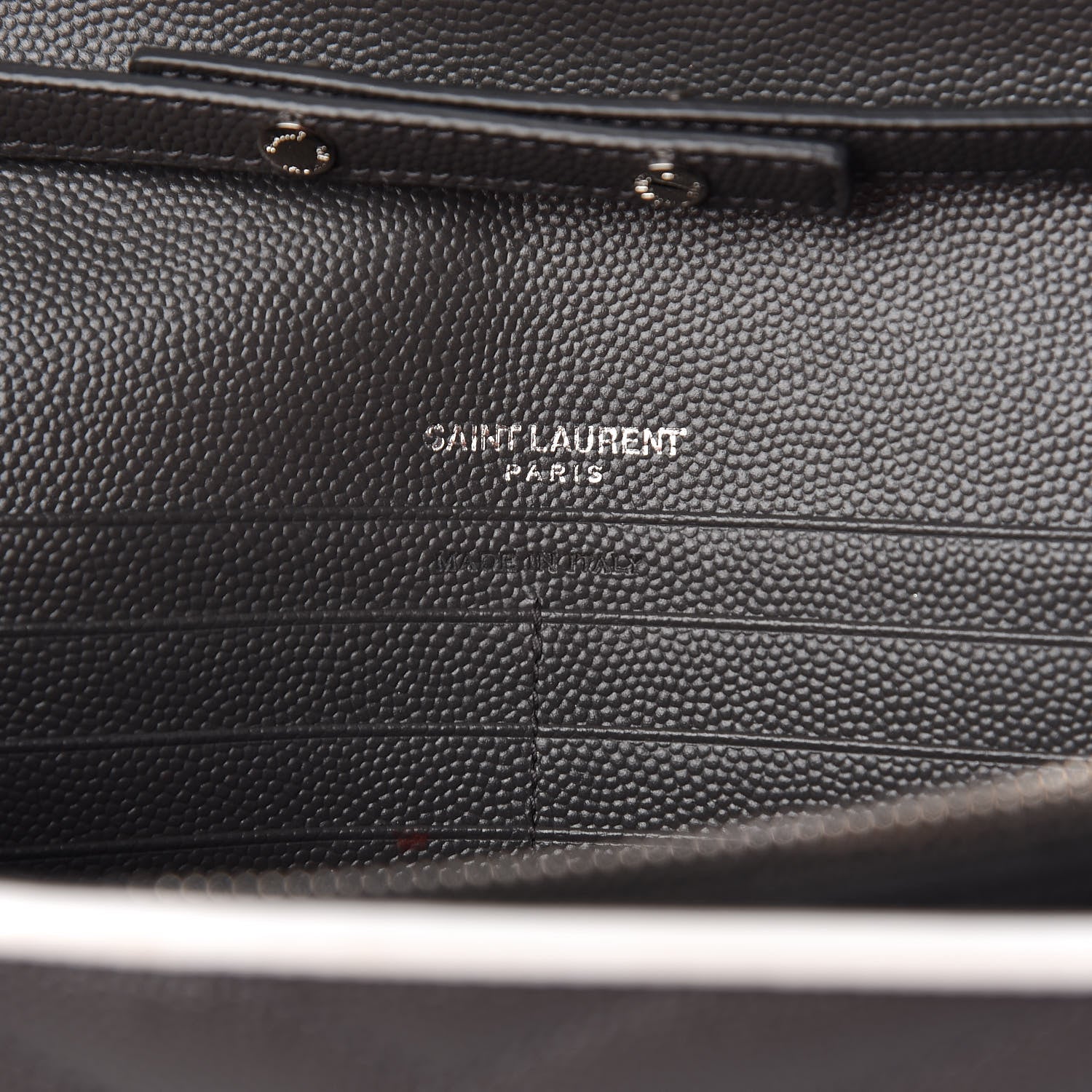 Saint Laurent Grain De Poudre Matelasse Chevron Monogram Chain Wallet Grey White 7 of 10