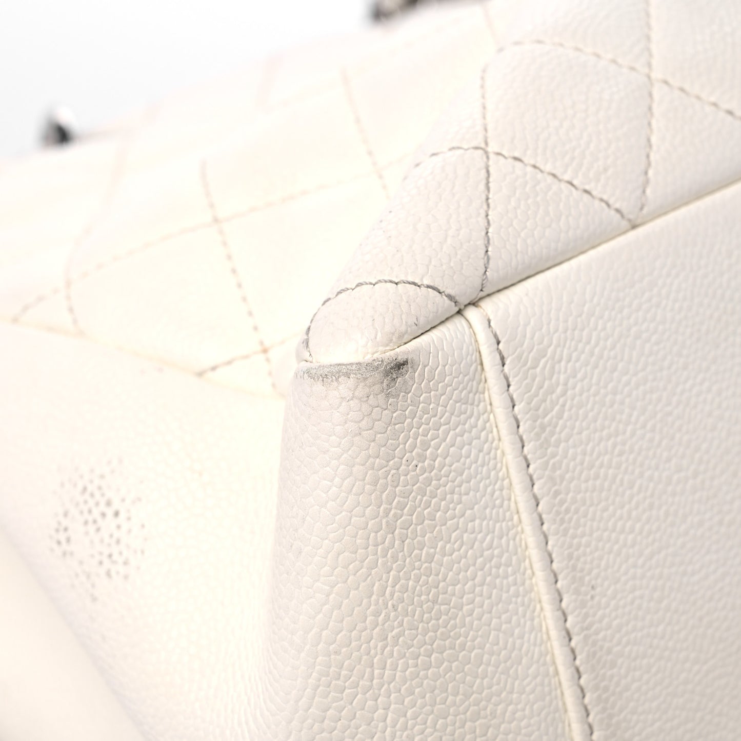 Caviar Quilted Grand Shopping Tote GST White