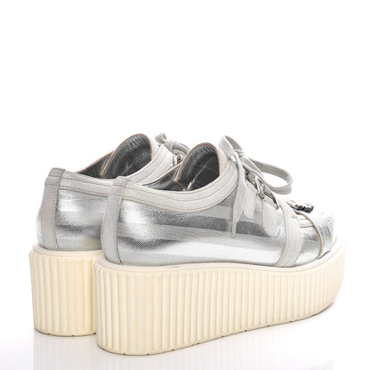 Chanel Lame Creeper Sneakers 38 Silver Stripe 4 of 10