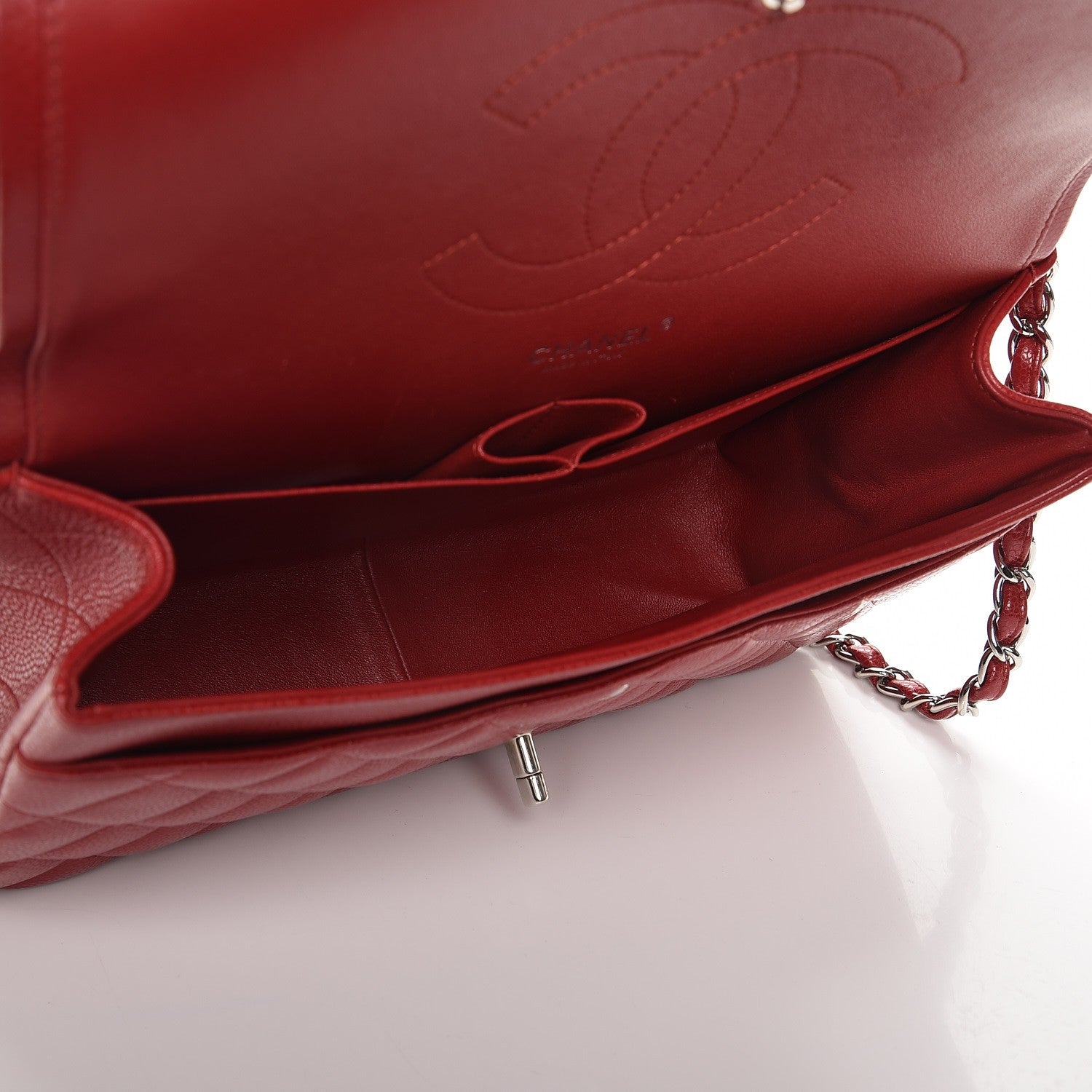 Chanel Caviar Quilted Jumbo Double Flap Red 7 of 9