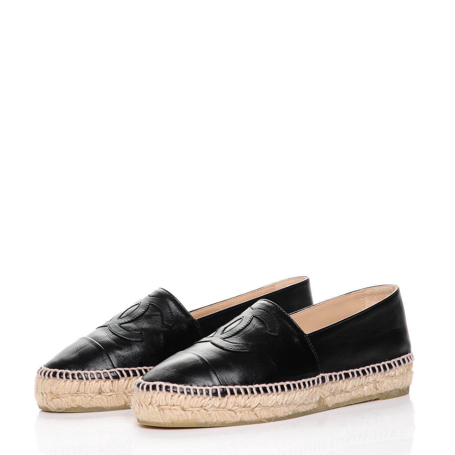 Chanel Lambskin CC Espadrilles 36 Black 2 of 9