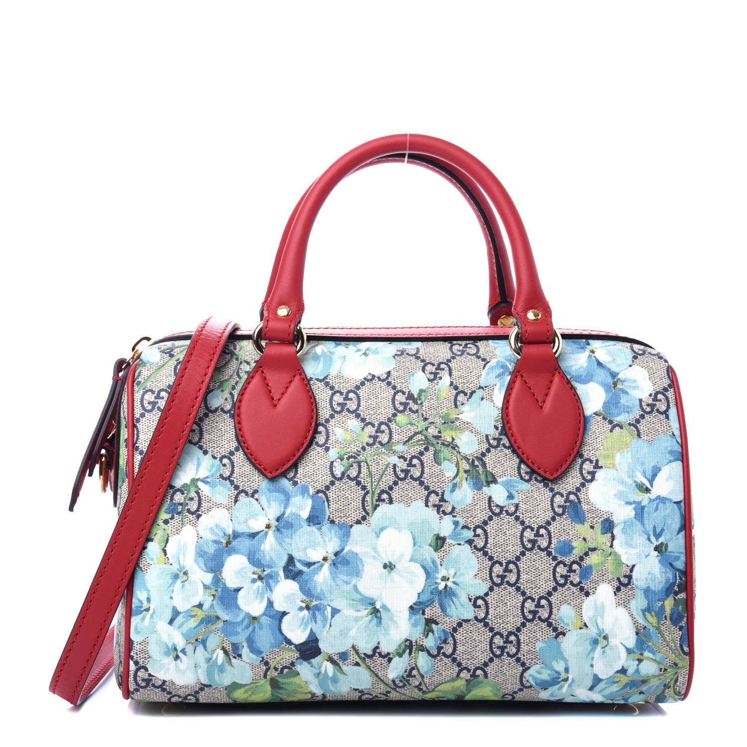 Gucci GG Supreme Monogram Blooms Small Boston Beige Blue Navy Hibiscus Red 1 of 10
