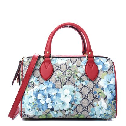 Gucci GG Supreme Monogram Blooms Small Boston Beige Blue Navy Hibiscus Red 1 of 10