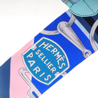 Hermes Silk Tatersale Twilly Petrole Ciel Rose Poudre 4 of 5