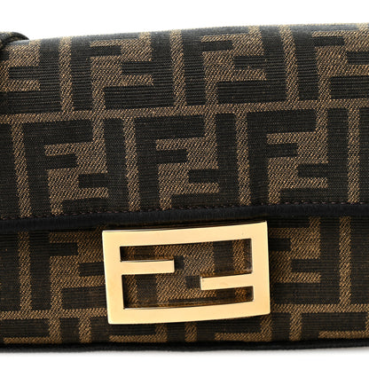 Fendi Fabric Jacquard FF 1974 Mini Baguette Tobacco Moro Black 8 of 11