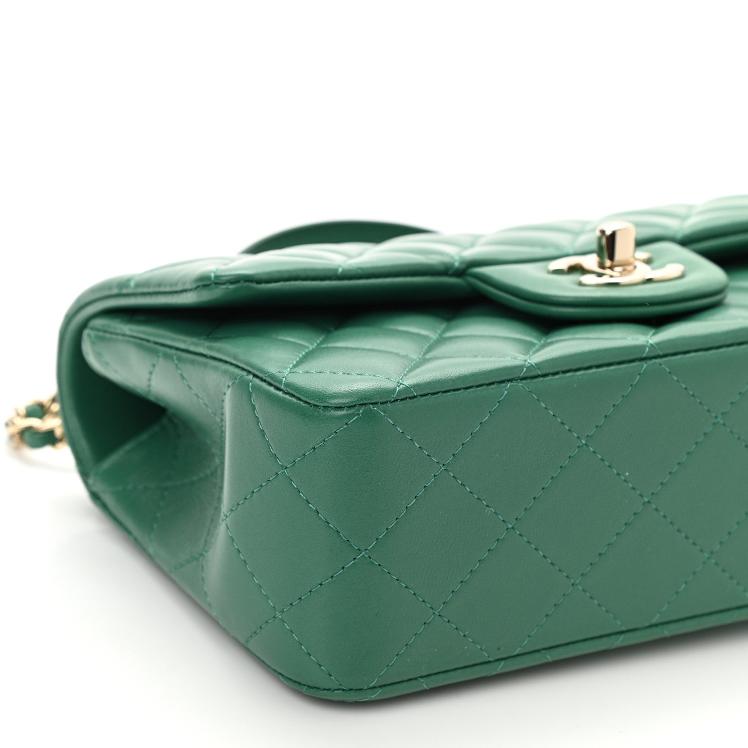 Chanel Lambskin Quilted Mini Top Handle Rectangular Flap Green 9 of 11