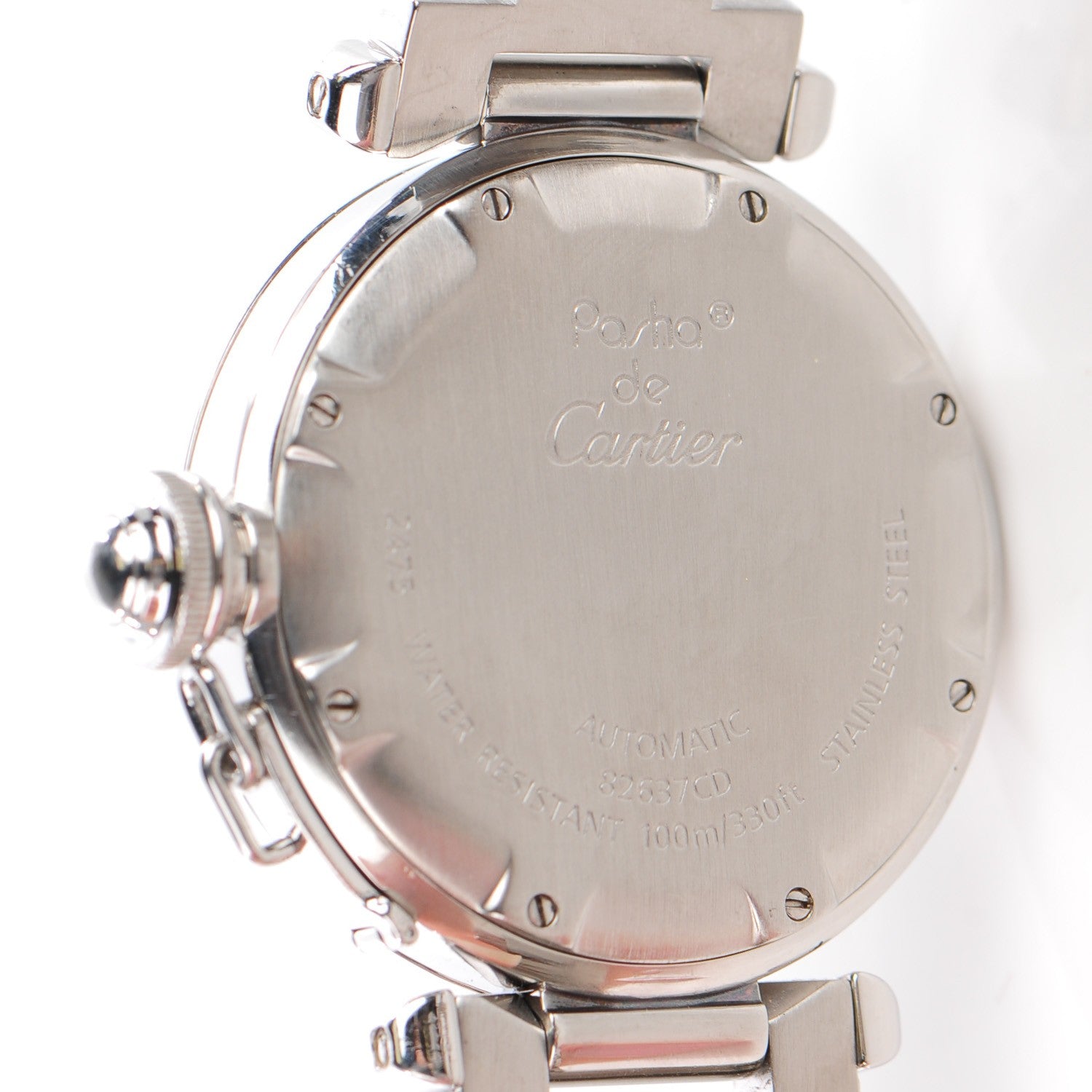 Cartier Stainless Steel Diamond Pave Bezel 35mm Pasha C Big Date Automatic Watch 7 of 8