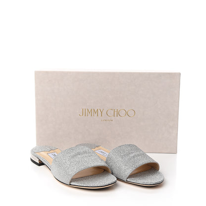 Jimmy Choo Glitter Joni Flat Slide Sandals 38.5 Silver 8 of 8