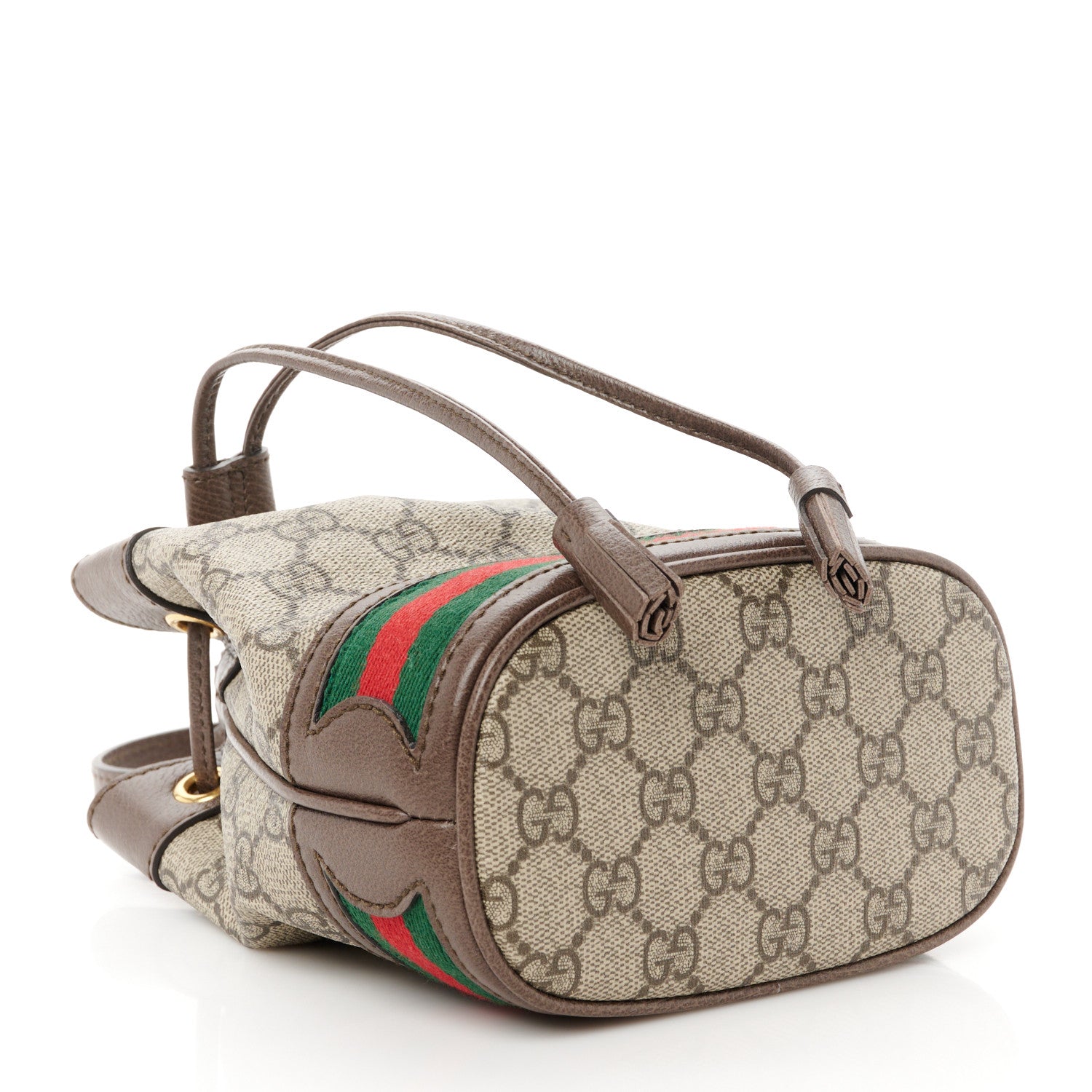 Gucci GG Supreme Monogram Web Mini Ophidia Bucket Bag Brown 4 of 10