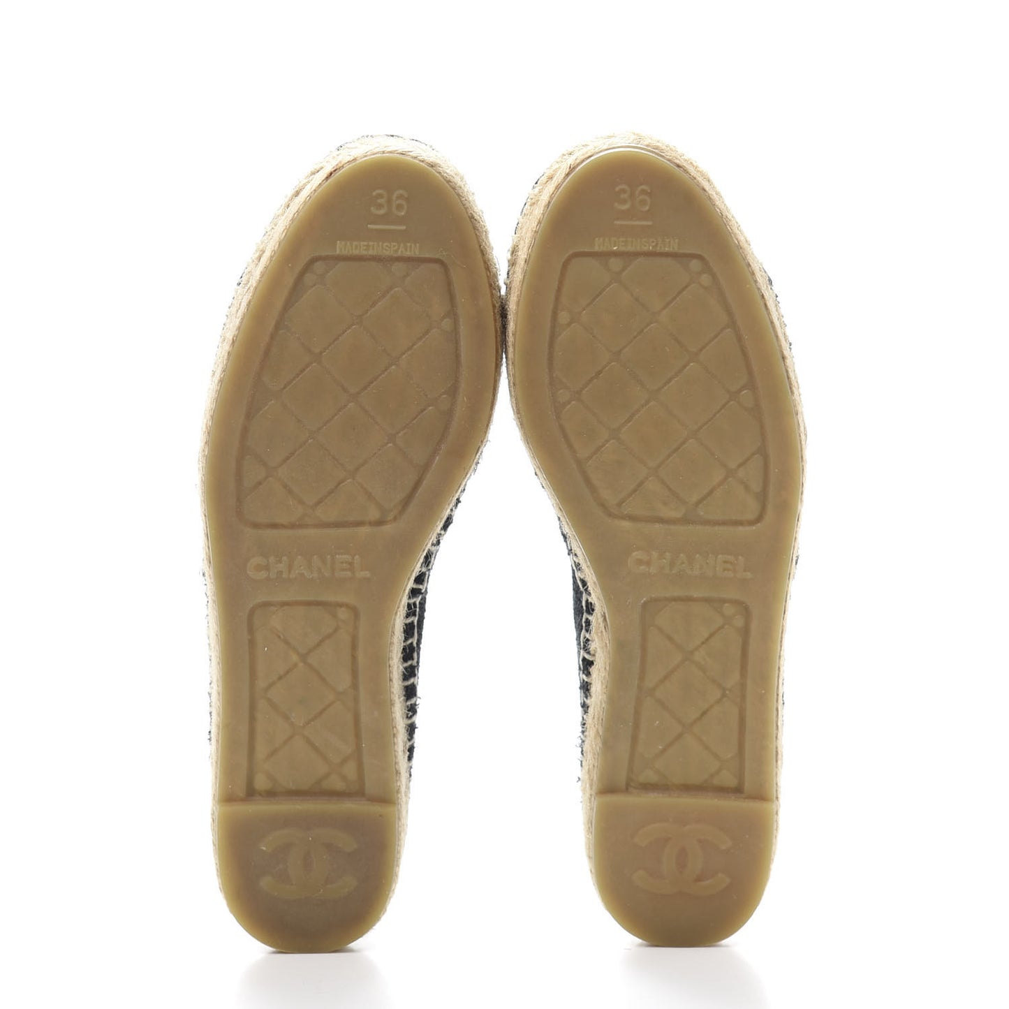 Fabric Patent Calfskin CC Espadrilles 36 Black