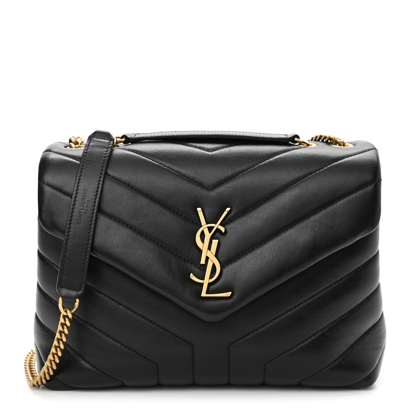 Calfskin Y Quilted Monogram Small Loulou Chain Satchel Black