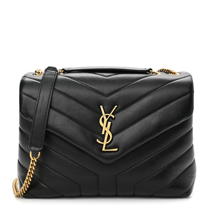Saint Laurent Calfskin Y Quilted Monogram Small Loulou Chain Satchel Black 1 of 11