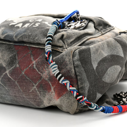 Chanel Graffiti Printed Canvas Medium Backpack Black 10 of 17