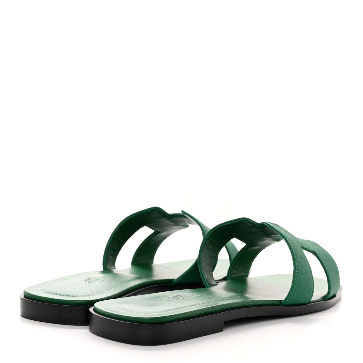 Hermes Epsom Oran Sandals 39.5 Vert Emeraude 4 of 9