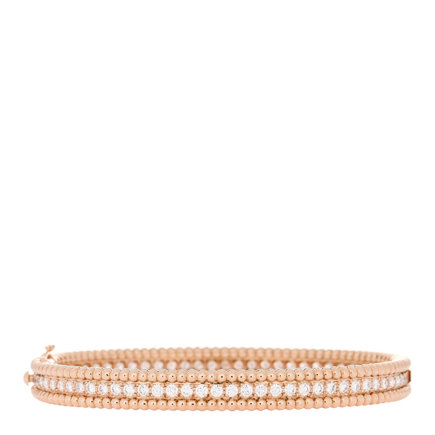 18K Rose Gold Diamond Perlee 1-Row Bangle Bracelet XS