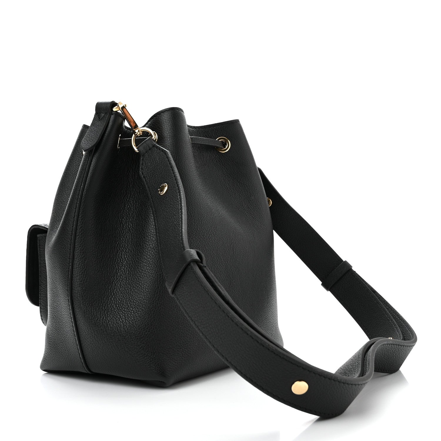 Louis Vuitton Calfskin Lockme Bucket MM Black 3 of 9