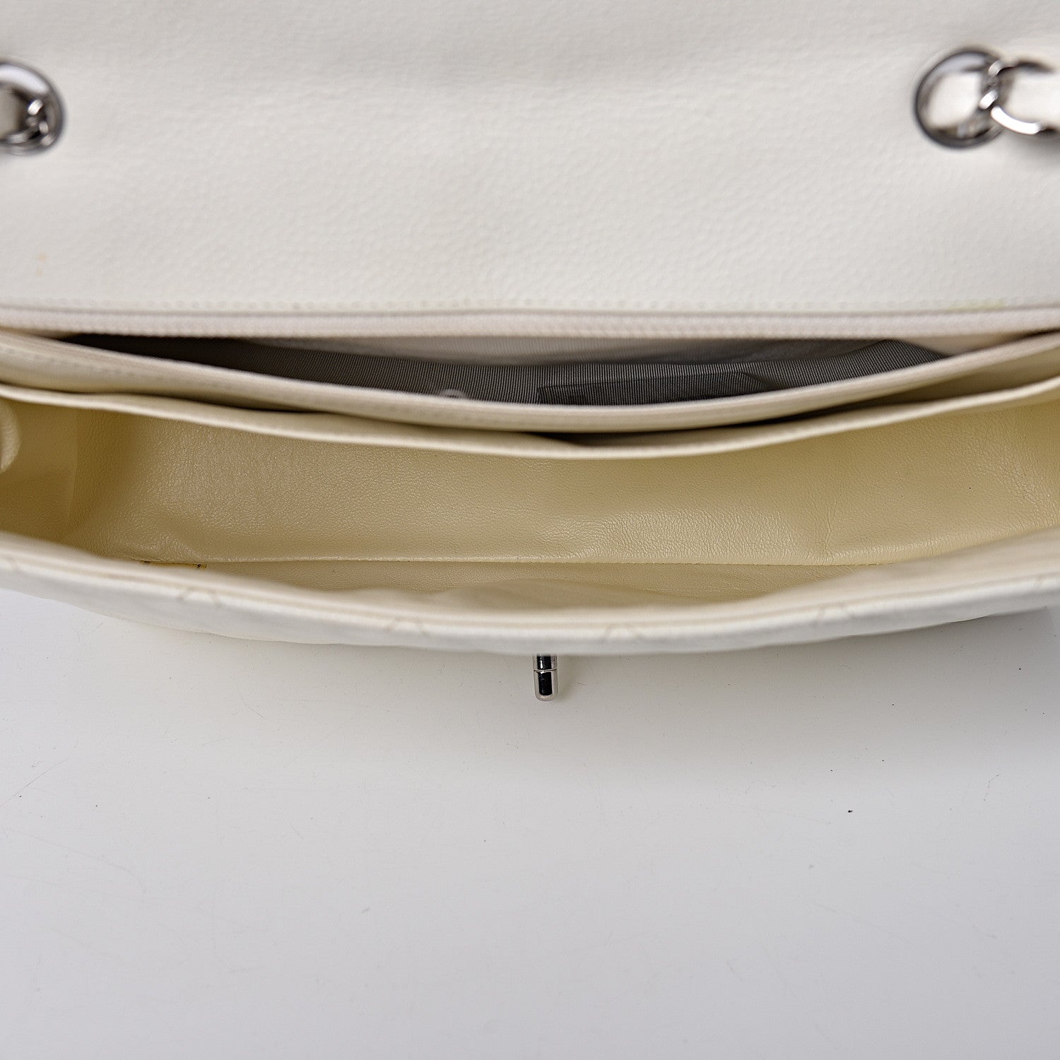 Chanel Caviar Quilted Jumbo Single Flap White 5 of 13