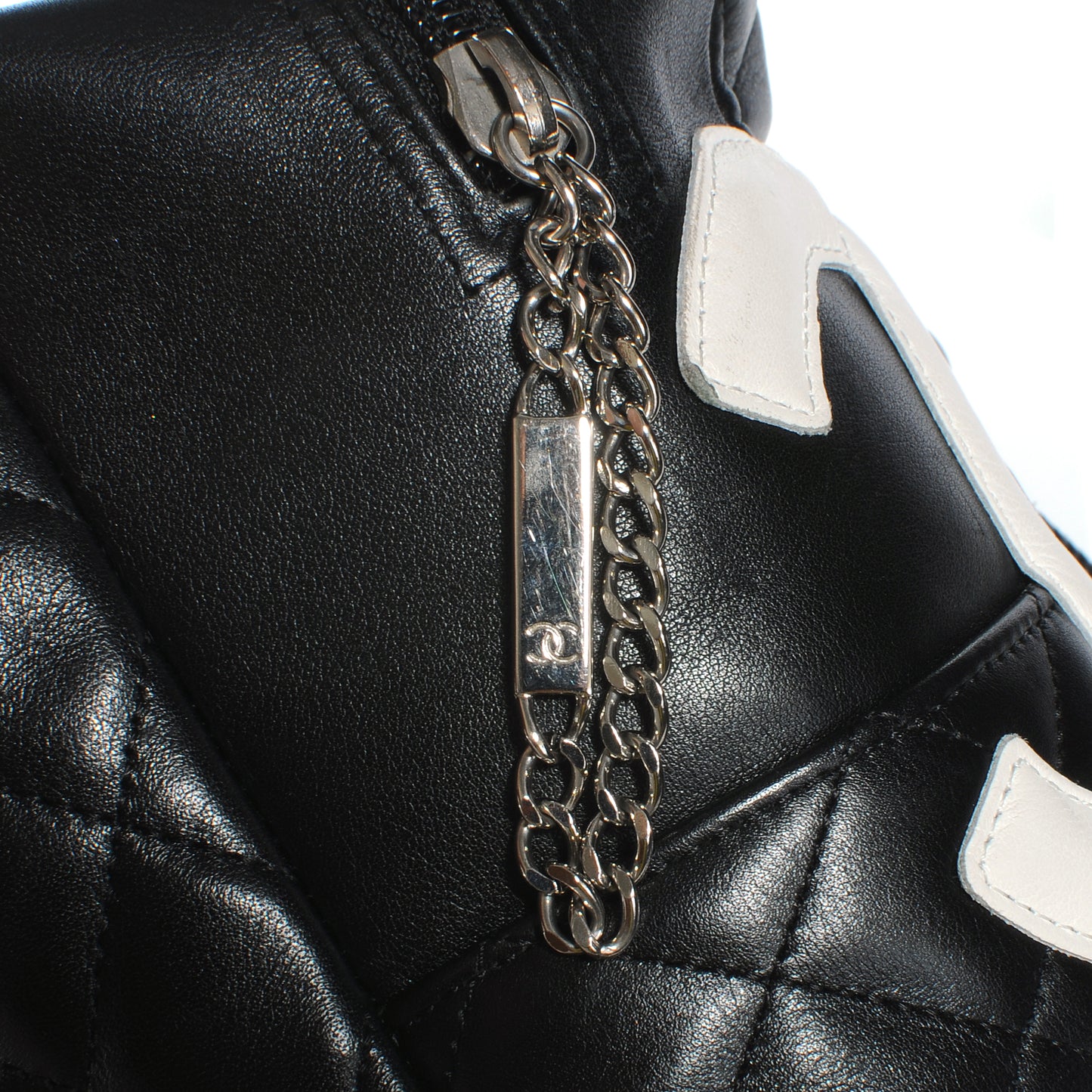 Calfskin Quilted Large Cambon Bowler Black White